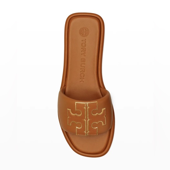 Tory Burch Shoes - Tory Burch Double T Leather Medallion Slide Sandals